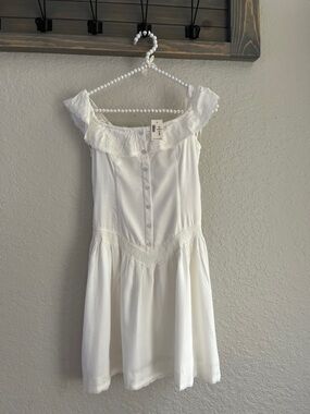 NWT Aeropostale White Off-Shoulder Button-Front Mini Dress